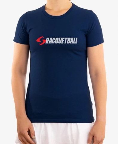 Áo Thun Cotton Nữ Pickleball Màu Xanh Navy - Field Racquetball