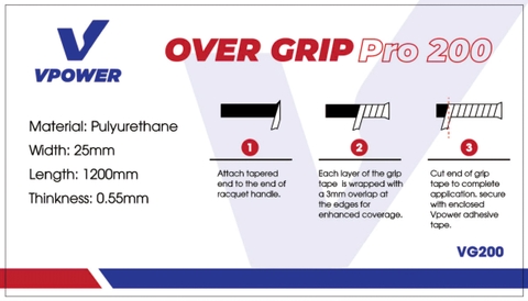 Quấn Cán Vợt Pickleball, Tennis ,Cầu Lông Vpower VG200