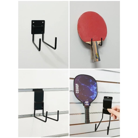 Trưng Bày Cửa Hàng Thể Thao Với Các loại móc treo trưng bày vợt pickleball cài kệ rãnh kệ lưới bắn vít tole lỗ | Sports store display