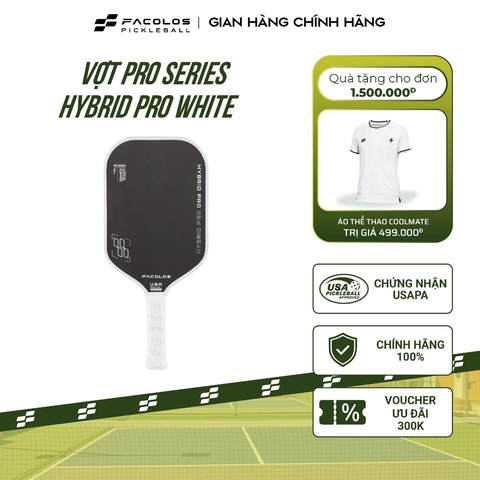 Vợt Pickleball Facolos Pro Series – Hybrid Pro 16mm White