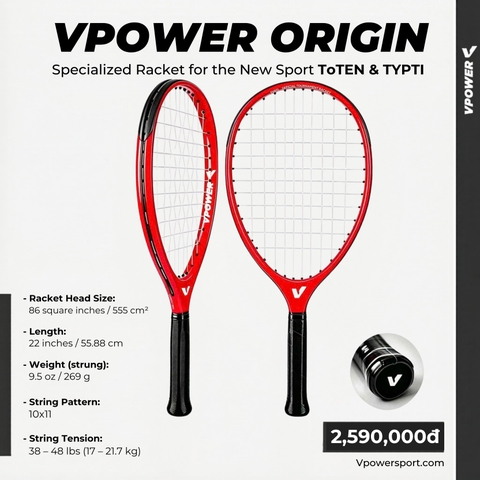 VPOWER Origin Red Racquet For New Sport ToTEN & TYPTI