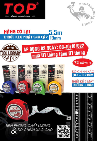 THƯỚC KÉO NHẬT 5M CAO CẤP 5.5M X 19MM TOP  - GIÁ SỈ