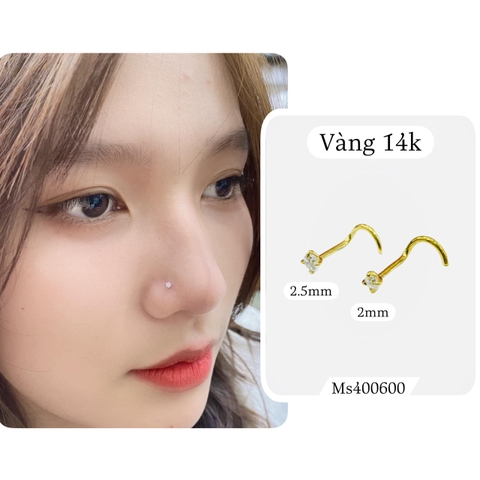 KHUYÊN MŨI VÀNG 14K ĐÍNH ĐÁ CZ