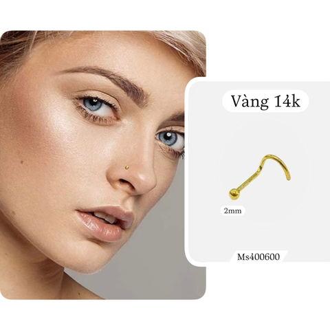 KHUYÊN MŨI VÀNG 14K ĐÍNH BI