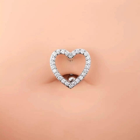 KHUYÊN RỐN NGƯỢC TRÁI TIM ĐÍNH ĐÁ