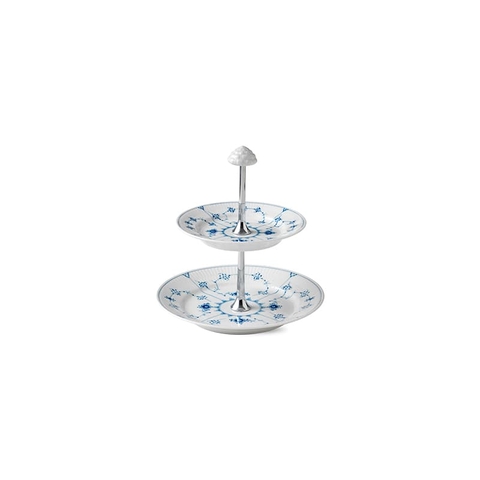 Đĩa 2 tầng Royal Copenhagen, họa tiết Blue Fluted Plain 24cm