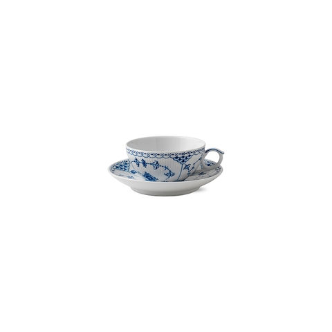 Bộ chén và đĩa trà, cafe, Royal Copenhagen, họa tiết Blue Fluted Half Lace 20cl