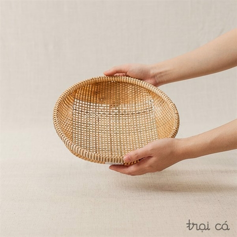 Rổ tre tròn đáy đan cật tre  - 17cm