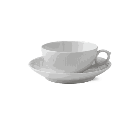 Bộ chén và đĩa trà, cafe White Fluted Half Lace 20cl, chất liệu sứ