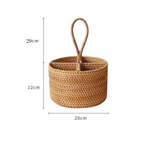 Khay guột đựng đồ năng 4 ngăn - Khay mây tre  #20xH13/30cm