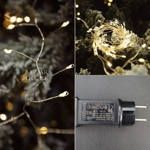 Dây đèn LED pha lê 8 chế độ - Kẽm Bạc Có nguồn điện