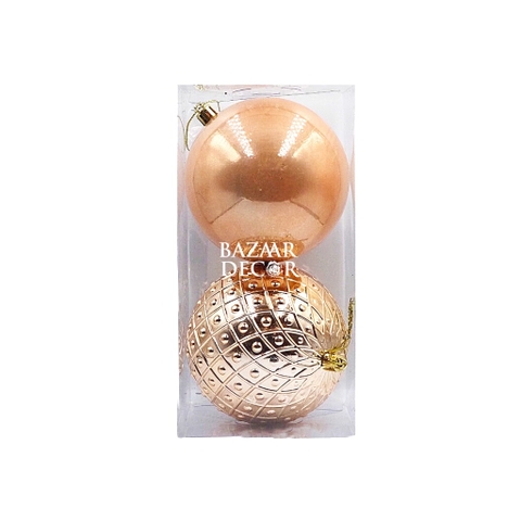 Set 2 quả châu đồng Rose Gold 10CM 2T