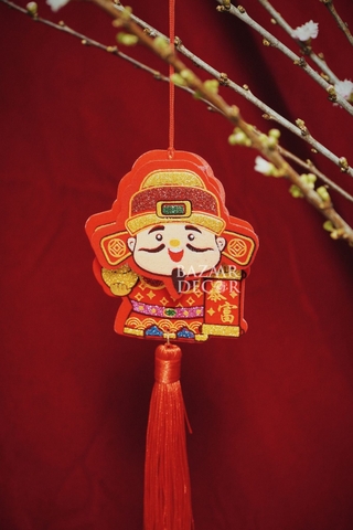 .Chuỗi treo Tết 2 mặt thần tài tua rua dài