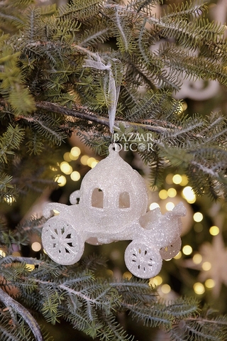 Phụ kiện treo FairyLand nhũ trắng - Xe bí ngô 12x10cm