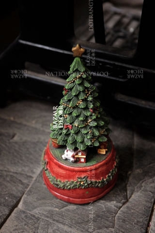 Đồ chơi hộp nhạc xoay cây thông gấu nhỏ 10x18cm