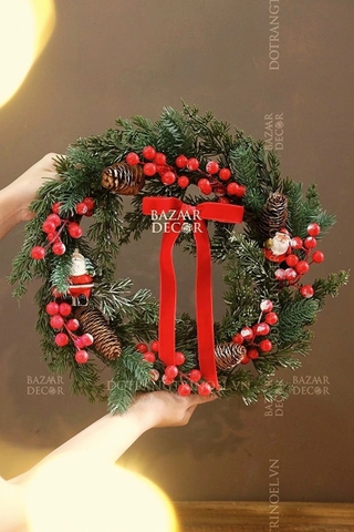 Vòng nguyệt quế 35cm Twin Santas