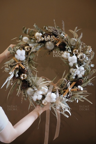 .Vòng nguyệt quế lá bạch đàn khô 45cm - Sage Élégance