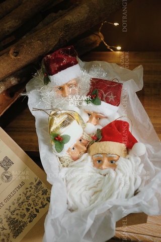 .Phụ kiện treo - Set 4 ông già Noel Vintage châu Âu mẫu ngẫu nhiên 15cm