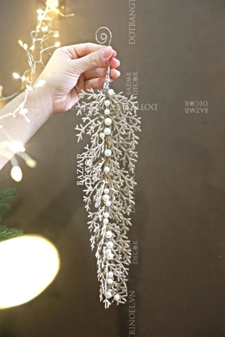 Cành treo cây thông nhũ đồng ngọc trai 33cm