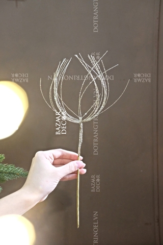 Cành cắm cây thông nhũ vàng pháo hoa 33cm