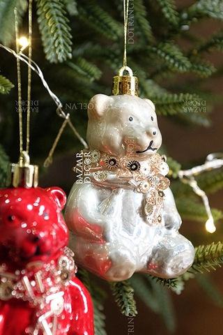1 Thạch gấu phủ sequin - Phụ kiện treo Noël Pearl Gloss Bear 9CM