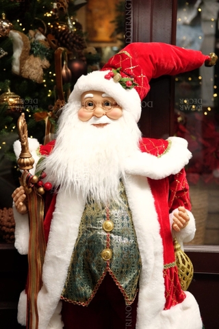 Ông già Noel Royal Grand 120cm - Áo choàng nhung đỏ cầm trượng