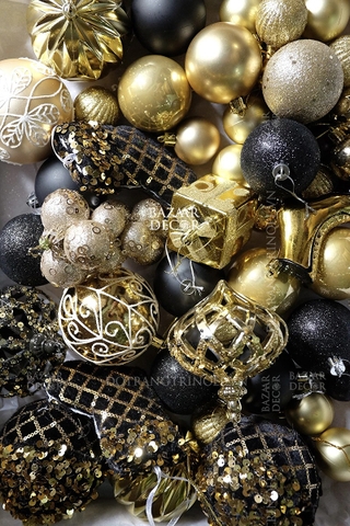 Hộp 48 quả châu & phụ kiện Luxury tone màu - Vàng đen (Box size L 2.5 gallon)