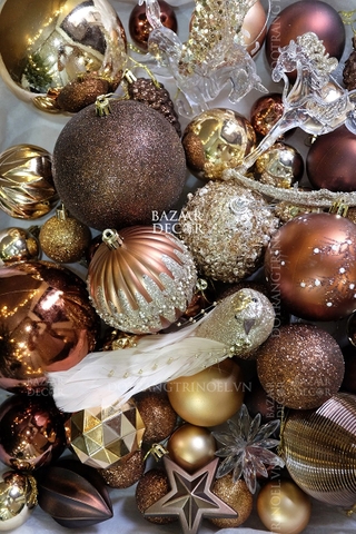 Hộp 48 quả châu & phụ kiện Luxury tone màu - Freeze Nâu (Box size L 2.5 gallon)