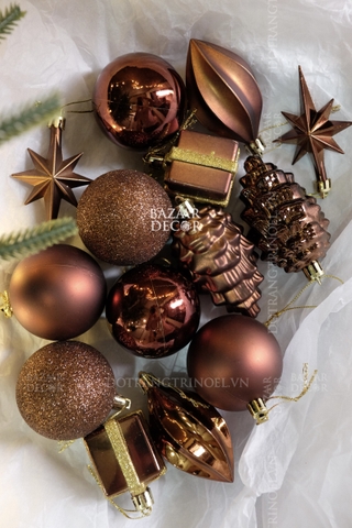 Hộp 14 quả châu & phụ kiện Classic - Nâu