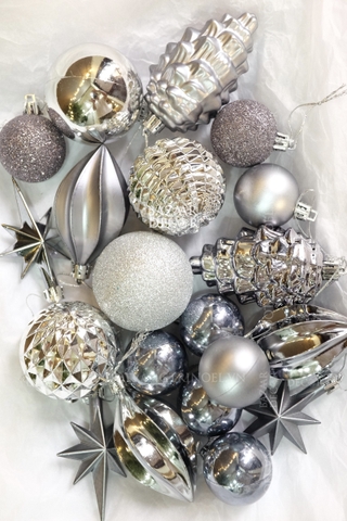 Hộp 14 quả châu & phụ kiện Classic - Xám khói