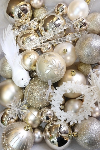 .Hộp 48 quả châu & phụ kiện Luxury tone màu - Snow Bird Trắng ngà (Box size L 2.5 gallon)