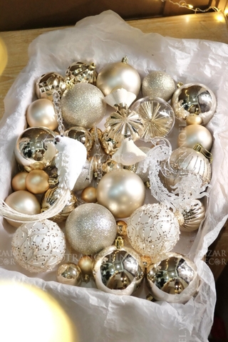 .Hộp 48 quả châu & phụ kiện Luxury tone màu - Snow Bird Trắng ngà 3 (Box size L 2.5 gallon)