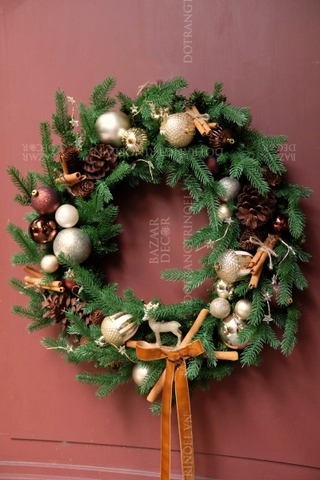 ,Vòng nguyệt quế PE 55cm - Twilight Wreath - Tặng kèm dây đèn