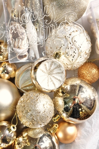 .Hộp 54 quả châu phụ kiện Noël Pearl Gloss - Trắng đồng (Box size M 2 gallon)