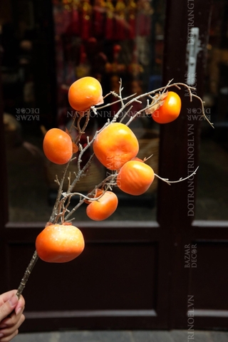 Cành quả hồng phủ phấn 7 quả 90cm