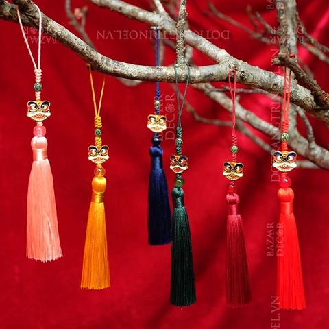 ,Chuỗi treo Tết đầu lân mini may mắn