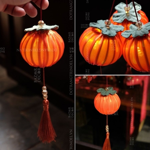 .,Lồng đèn quả hồng chất liệu vải tua rua cao cấp