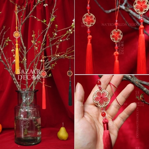 ,Set 3 chuỗi treo Tết hoa mai phú quý 27cm