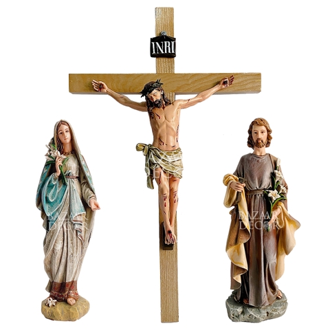 Bộ tượng bàn thờ | Tượng Chúa Jesus, Đức Mẹ Hoa Huệ & Thánh Giuse Hoa Huệ