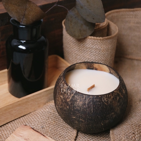 Nến thơm gáo dừa - sáp đậu nành hương gỗ tuyết tùng | Cedar & Douglas Fir Coconut Soy Candle