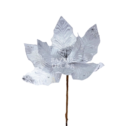 Cành hoa trạng nguyên đính kim sa đẹp 30cm Bạc