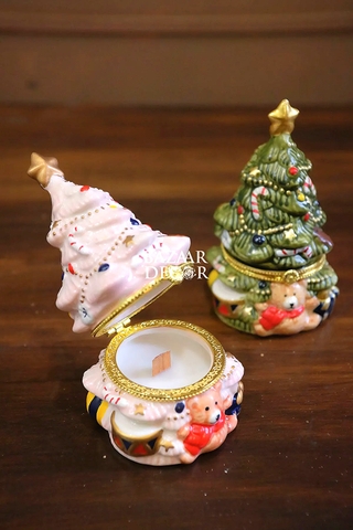 ,Hũ nến thơm cây thông gốm sứ mini 7x11cm