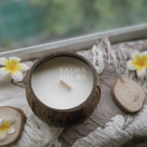 Nến thơm gáo dừa - sáp đậu nành hương hoa sứ | Gardenia Coconut Soy Candle