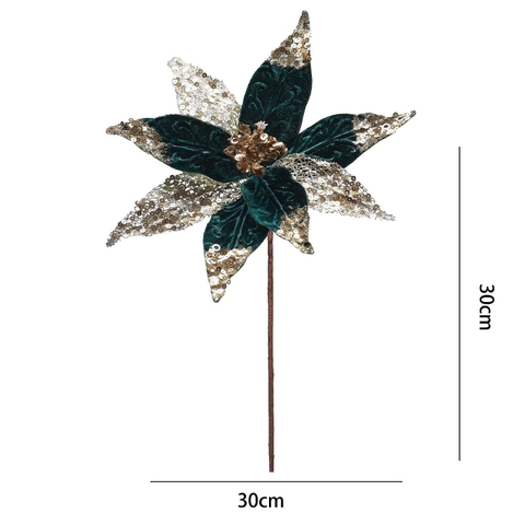 Hoa trạng nguyên nhung xanh vàng Royal lấp lánh 30cm