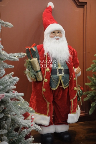 Ông già Noel Royal Grand 120cm - Áo choàng nhung đỏ xanh lá