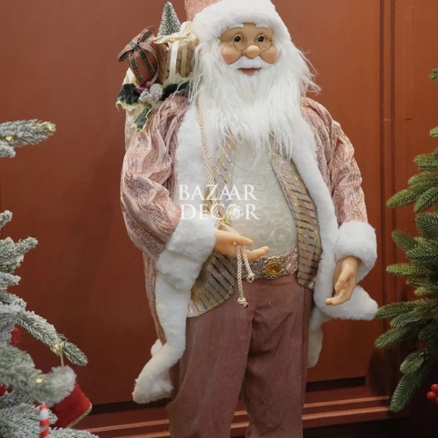 Ông già Noel Royal Grand 120cm - Áo choàng hồng kim sa Luxury