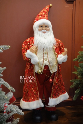 Ông già Noel Royal Grand 120cm - Áo choàng đỏ vàng lấp lánh