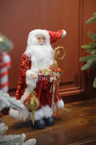 Ông già Noel Royal 60cm - Áo choàng đỏ kim sa