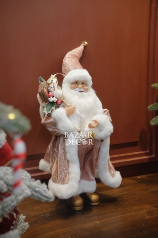 Ông già Noel Royal 60cm - Áo choàng hồng kim sa Luxury
