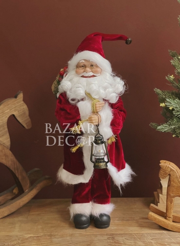 Ông già Noel 60cm - Áo choàng nhung đỏ đô Traditional (Kích thước từ chân đến chóp nón)